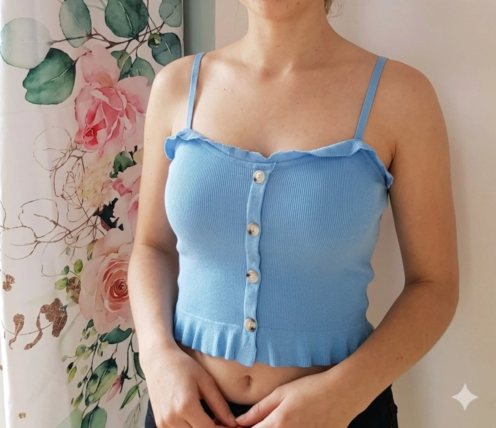 Top caraco côtelé décolleté en cœur bretelles ajustables dû 38/40